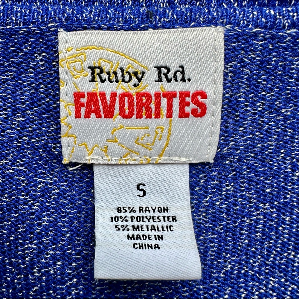 Ruby Rd blue layered pullover cardigan top - Picture 8 of 8